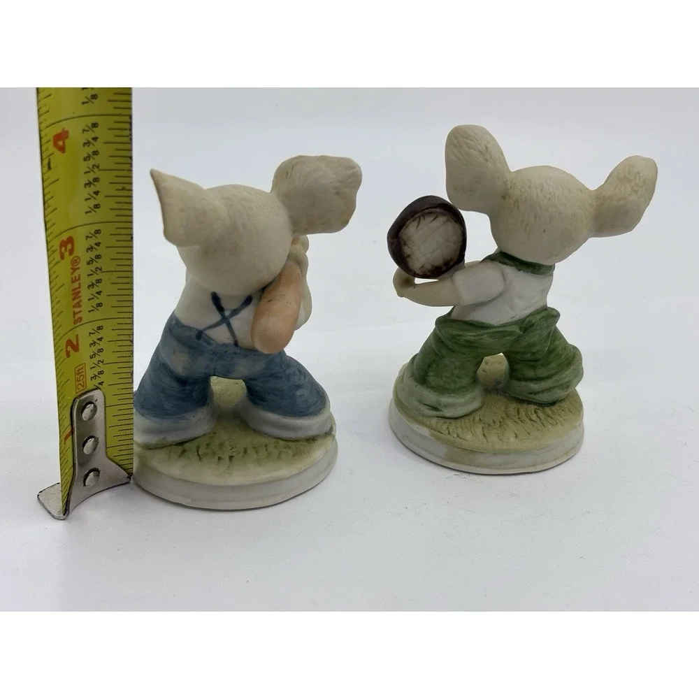Vtg Mice Porcelain Lot Of 2 Playing Golf & Baseball Taiwan Mouse Collection